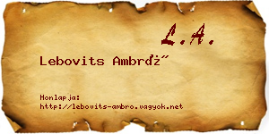Lebovits Ambró névjegykártya